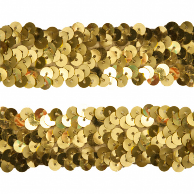 Тесьма с пайетками D16, шир. 30 мм/уп. 25+/-1 м, цвет золото - купить в Костроме. Цена: 1 087.39 руб.