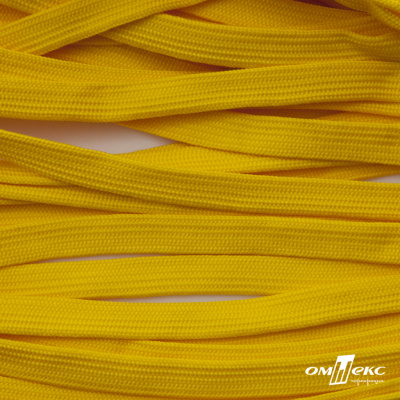 Шнур плетеный (плоский) d-12 мм, (уп.90+/-1м), 100% полиэстер, цв.269 - жёлтый - купить в Костроме. Цена: 8.62 руб.