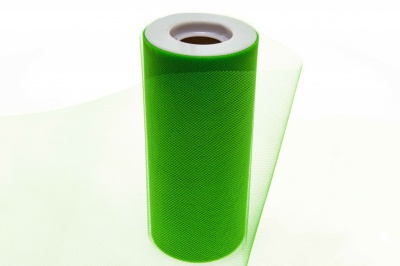 Фатин в шпульках 16-146, 10 гр/м2, шир. 15 см (в нам. 25+/-1 м), цвет зелёный - купить в Костроме. Цена: 100.69 руб.