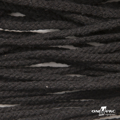 Шнур плетеный d-6 мм круглый, 70% хлопок 30% полиэстер, уп.90+/-1 м, цв.1078-черный - купить в Костроме. Цена: 588 руб.