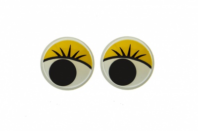 Глазки для игрушек, круглые, с бегающими зрачками, 12 мм/упак.50+/-2 шт, цв. -желтый - купить в Костроме. Цена: 95.04 руб.