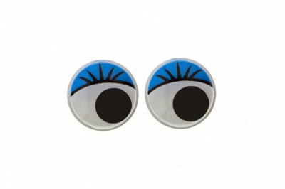 Глазки для игрушек, круглые, с бегающими зрачками, 10 мм/упак.50+/-2 шт, цв. -синий - купить в Костроме. Цена: 71.20 руб.