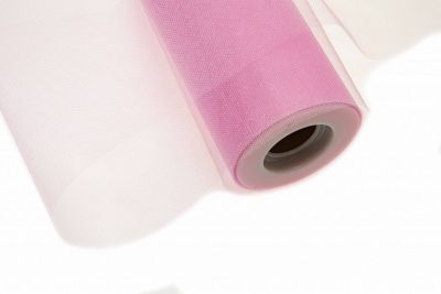 Фатин блестящий в шпульках 16-14, 12 гр/м2, шир. 15 см (в нам. 25+/-1 м), цвет розовый - купить в Костроме. Цена: 108.61 руб.