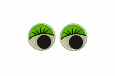 Глазки для игрушек, круглые, с бегающими зрачками, 10 мм/упак.50+/-2 шт, цв. -зеленый - купить в Костроме. Цена: 71.20 руб.
