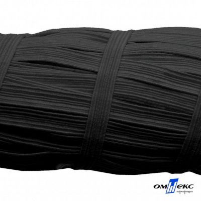 Резиновые нити с текстильным покрытием, шир. 6 мм (55 м/уп), цв.-черный - купить в Костроме. Цена: 210.75 руб.