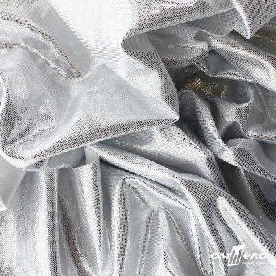 Трикотажное полотно голограмма, шир.140 см, #602 -белый/серебро - купить в Костроме. Цена 385.88 руб.