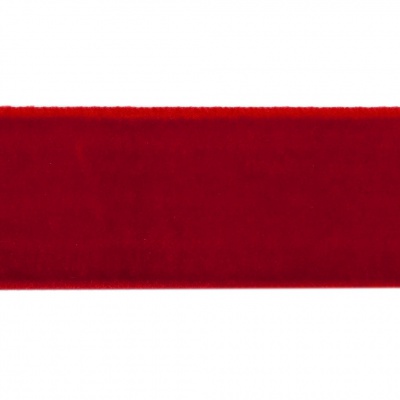 Лента бархатная нейлон, шир.25 мм, (упак. 45,7м), цв.45-красный - купить в Костроме. Цена: 991.10 руб.