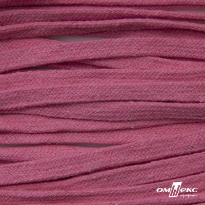 Шнур плетеный d-8 мм плоский, 70% хлопок 30% полиэстер, уп.85+/-1 м, цв.1029-розовый - купить в Костроме. Цена: 735 руб.