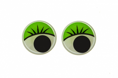 Глазки для игрушек, круглые, с бегающими зрачками, 15 мм/упак.50+/-2 шт, цв. -зеленый - купить в Костроме. Цена: 113.01 руб.