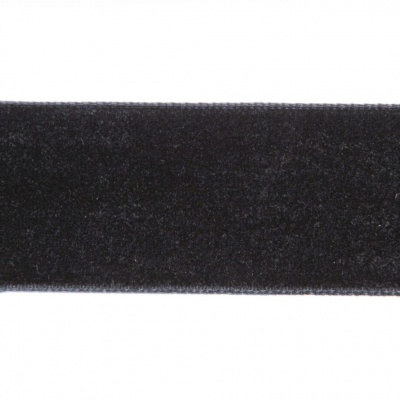 Лента бархатная нейлон, шир.25 мм, (упак. 45,7м), цв.03-черный - купить в Костроме. Цена: 800.84 руб.
