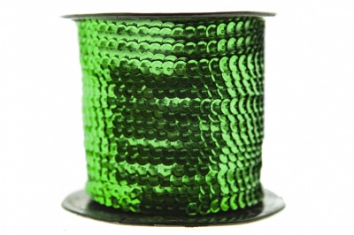 Пайетки "ОмТекс" на нитях, SILVER-BASE, 6 мм С / упак.73+/-1м, цв. 4 - зеленый - купить в Костроме. Цена: 484.77 руб.