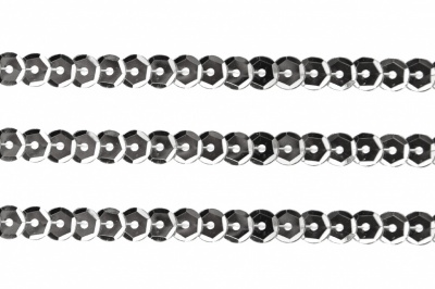 Пайетки "ОмТекс" на нитях, SILVER-BASE, 6 мм С / упак.73+/-1м, цв. 1 - серебро - купить в Костроме. Цена: 468.37 руб.
