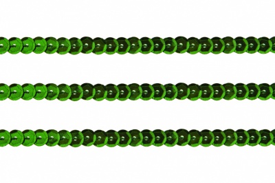 Пайетки "ОмТекс" на нитях, SILVER-BASE, 6 мм С / упак.73+/-1м, цв. 4 - зеленый - купить в Костроме. Цена: 484.77 руб.