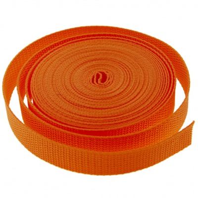 Стропа текстильная, шир. 25 мм (в нам. 50+/-1 ярд), цвет оранжевый - купить в Костроме. Цена: 409.94 руб.