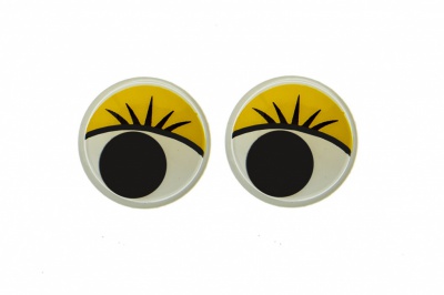 Глазки для игрушек, круглые, с бегающими зрачками, 15 мм/упак.50+/-2 шт, цв. -желтый - купить в Костроме. Цена: 113.01 руб.