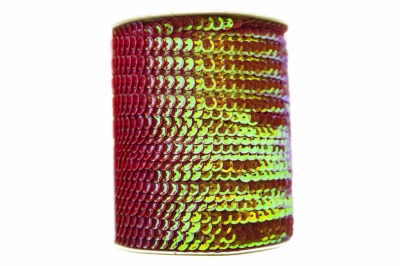 Пайетки "ОмТекс" на нитях, CREAM, 6 мм С / упак.73+/-1м, цв. 96 - красный - купить в Костроме. Цена: 484.77 руб.