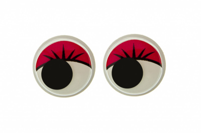 Глазки для игрушек, круглые, с бегающими зрачками, 15 мм/упак.50+/-2 шт, цв. -красный - купить в Костроме. Цена: 113.01 руб.